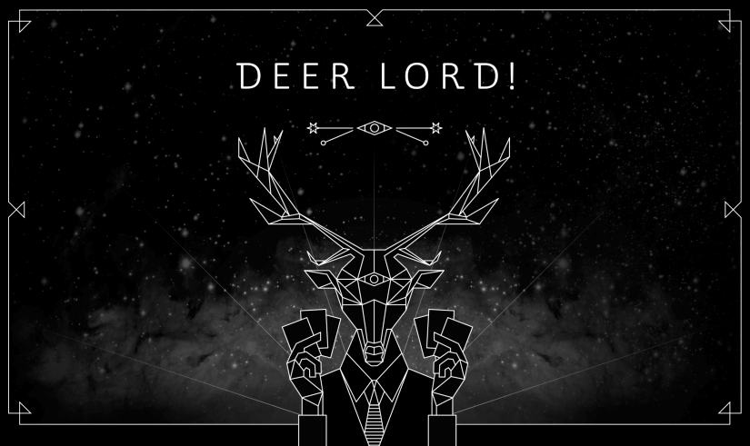 deer lord party card game home page header mascot design